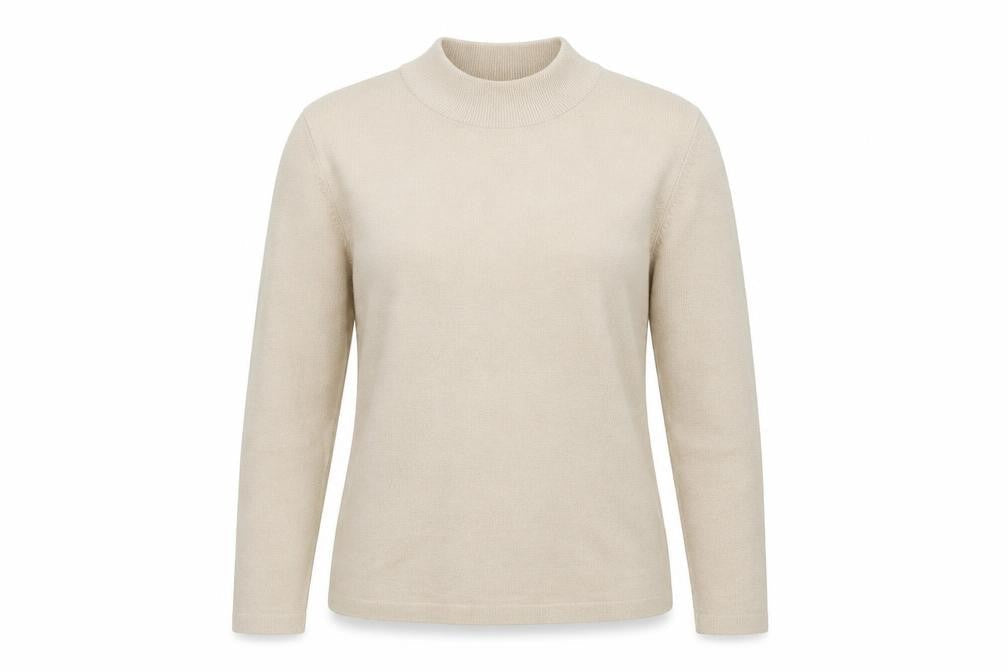 Mona Womens Beige High Neck  Modal Pullover Jumper Size 12