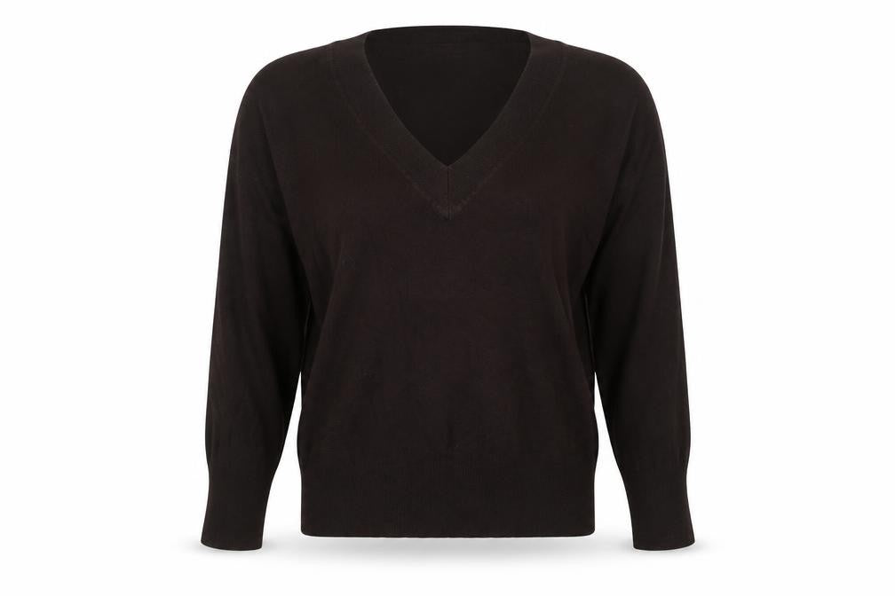 New Look Womens Brown V-Neck  Acrylic Pullover Jumper Size M