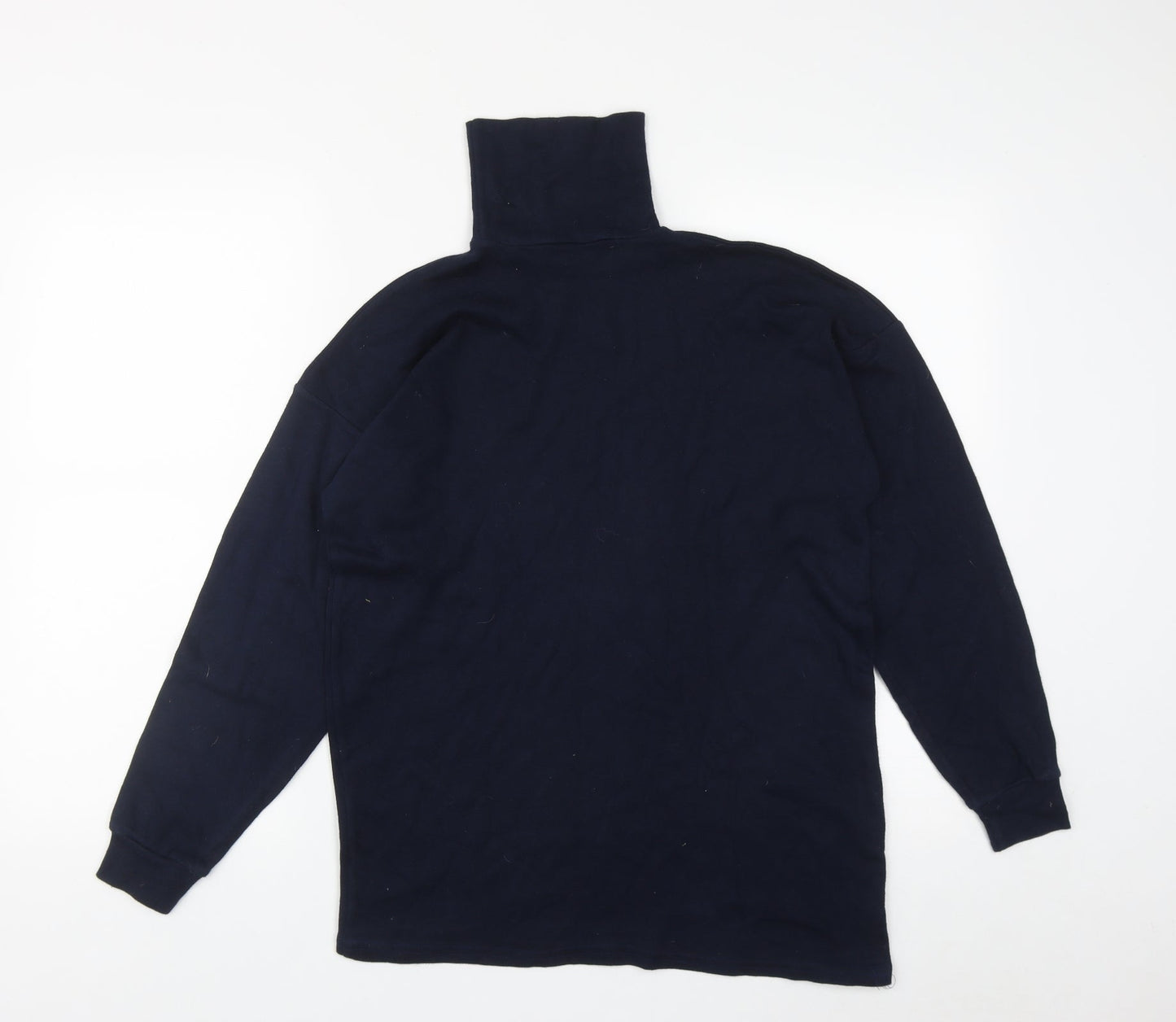Preworn Womens Blue  Cotton Basic T-Shirt Size 8 High Neck