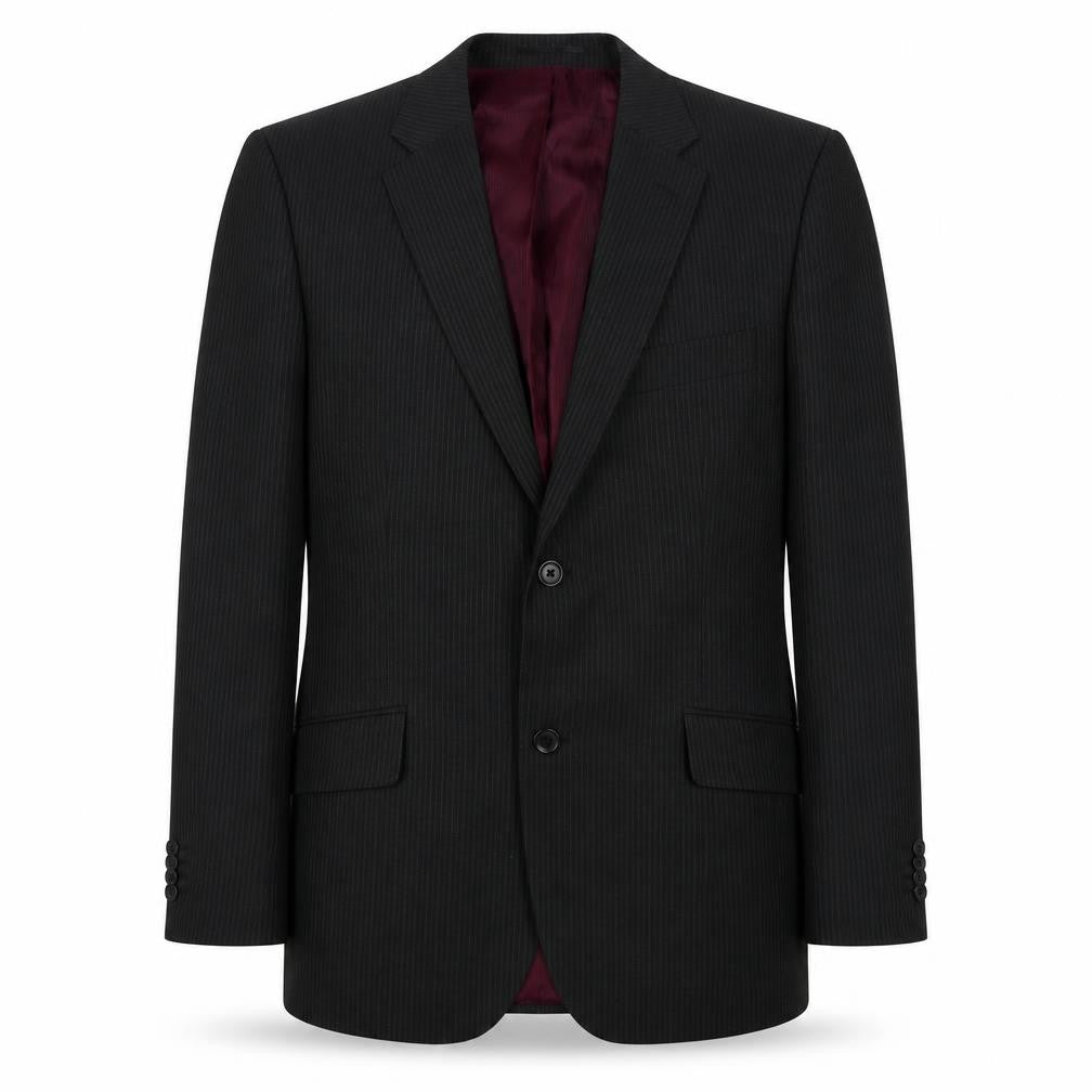 George Mens Black Striped Polyester Jacket Suit Jacket Size 40