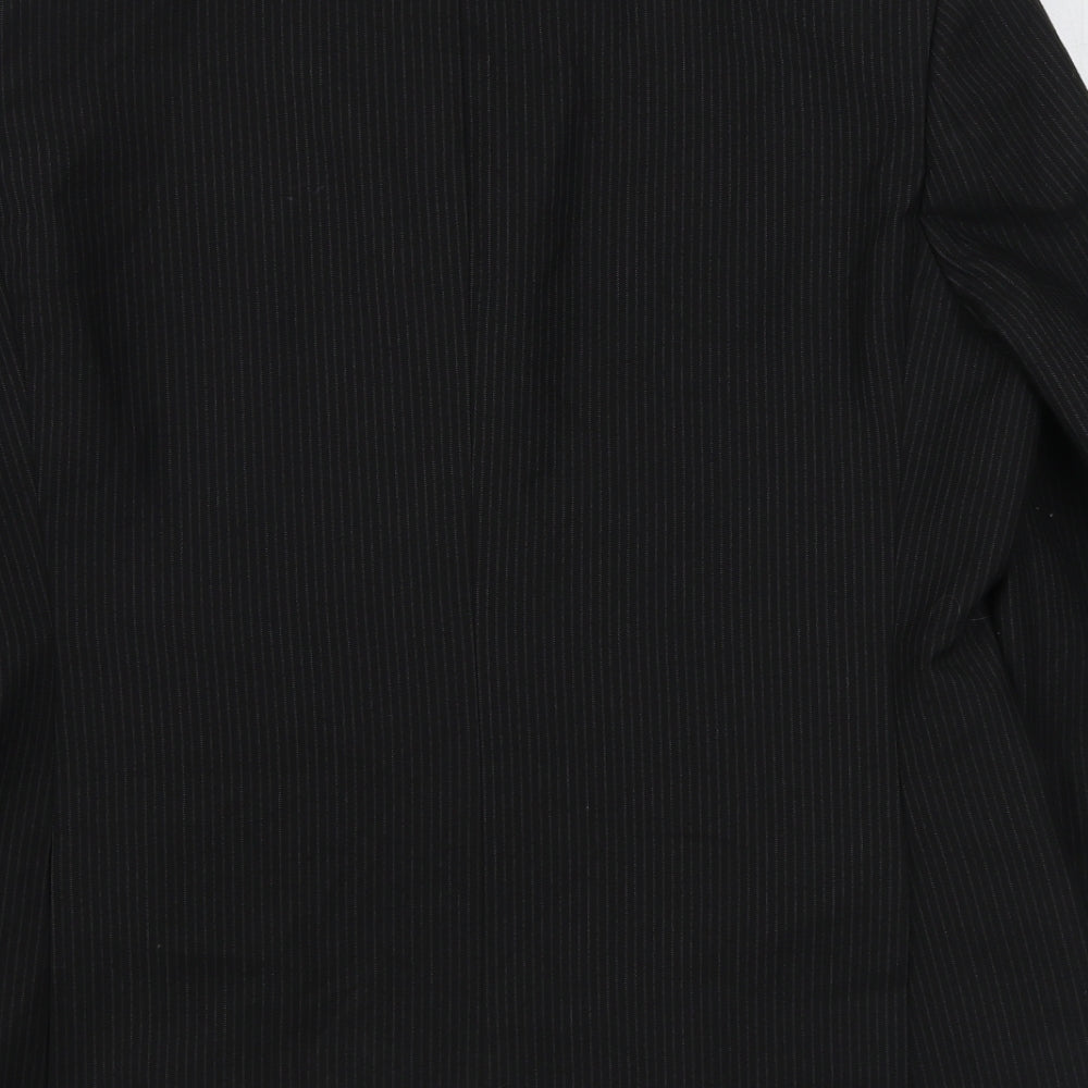 George Mens Black Striped Polyester Jacket Suit Jacket Size 40