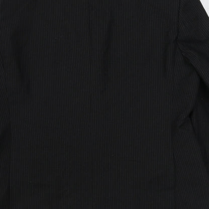 George Mens Black Striped Polyester Jacket Suit Jacket Size 40