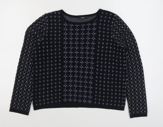 George Womens Black Boat Neck Geometric Acrylic Pullover Jumper Size 10