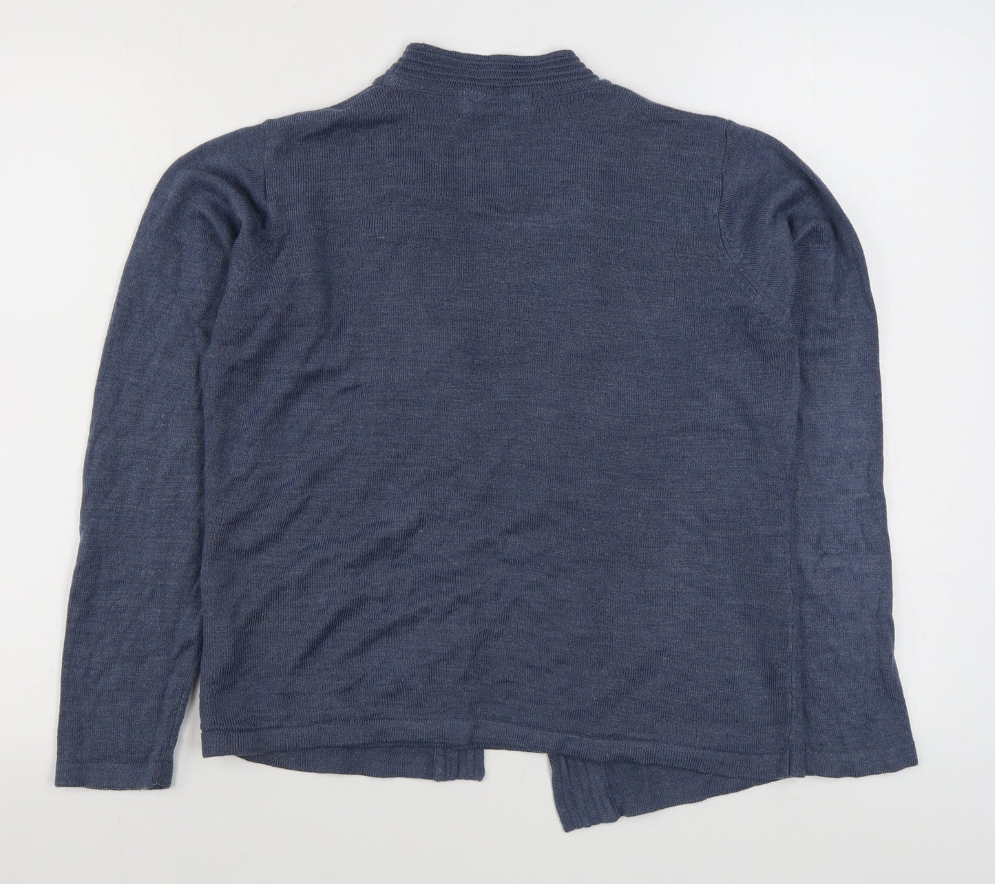 EWM Womens Blue Scoop Neck Striped Acrylic Pullover Jumper Size S