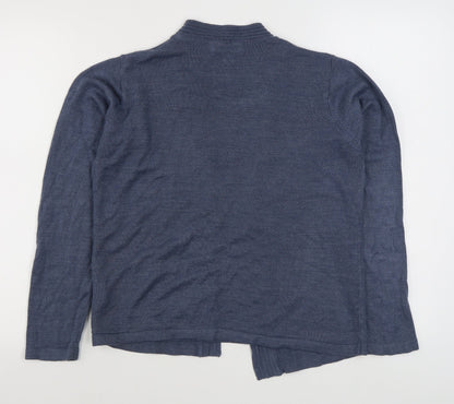 EWM Womens Blue Scoop Neck Striped Acrylic Pullover Jumper Size S