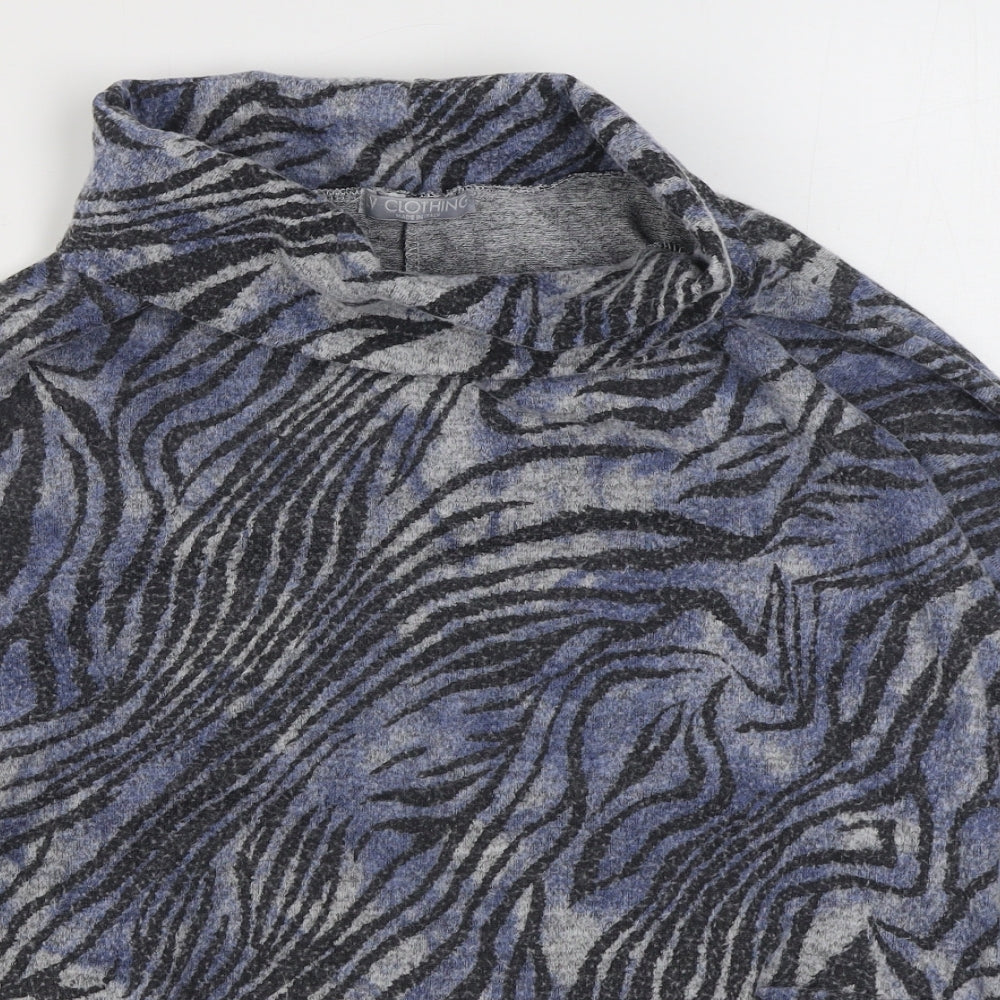 LV Clothing Womens Blue Animal Print Polyester Pullover Sweatshirt One Size  Pullover