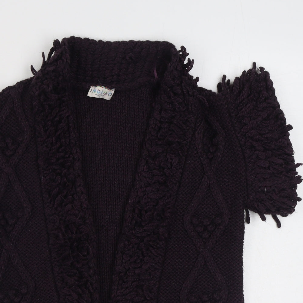 Marks and Spencer Womens Purple V-Neck  Acrylic Cardigan Jumper Size S