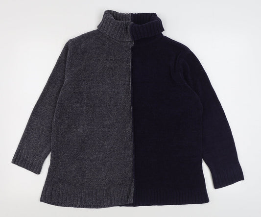 Poppy Womens Grey Roll Neck  Acrylic Pullover Jumper Size M