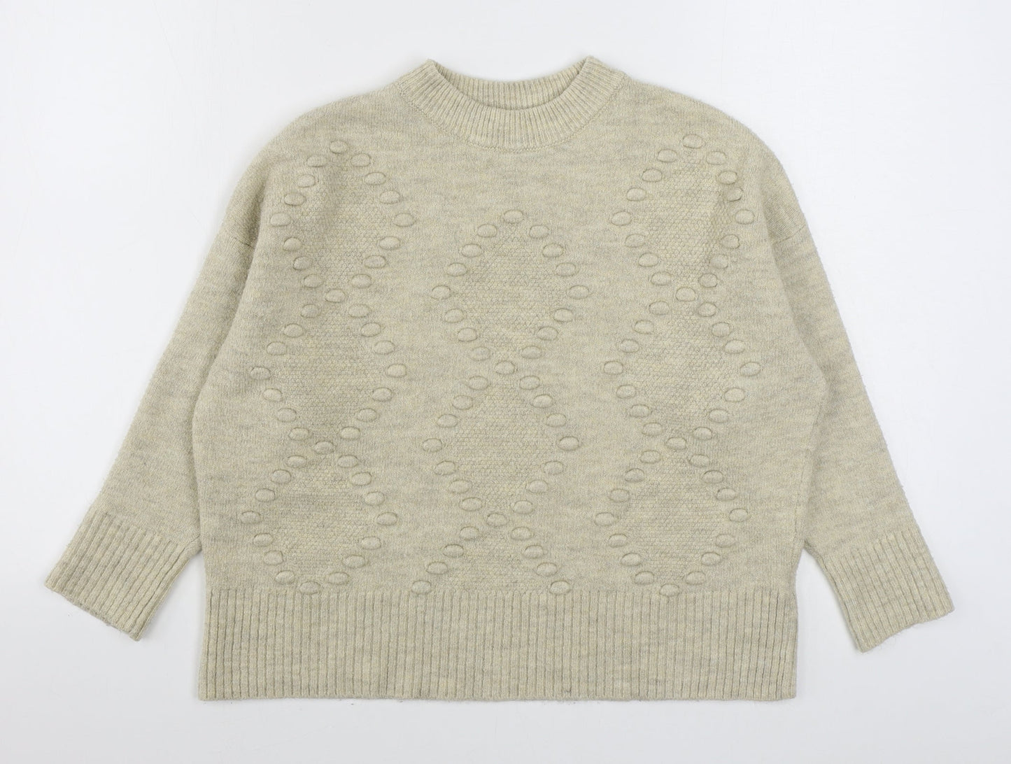 New Look Womens Beige Round Neck  Acrylic Pullover Jumper Size S