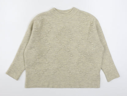 New Look Womens Beige Round Neck  Acrylic Pullover Jumper Size S