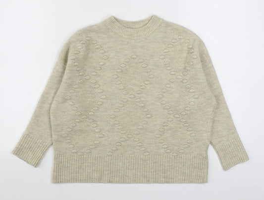 New Look Womens Beige Round Neck  Acrylic Pullover Jumper Size S