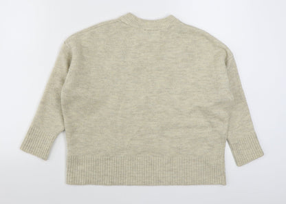 New Look Womens Beige Round Neck  Acrylic Pullover Jumper Size S