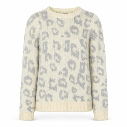 Dorothy Perkins Womens White Round Neck Animal Print Acrylic Pullover Jumper Size 8
