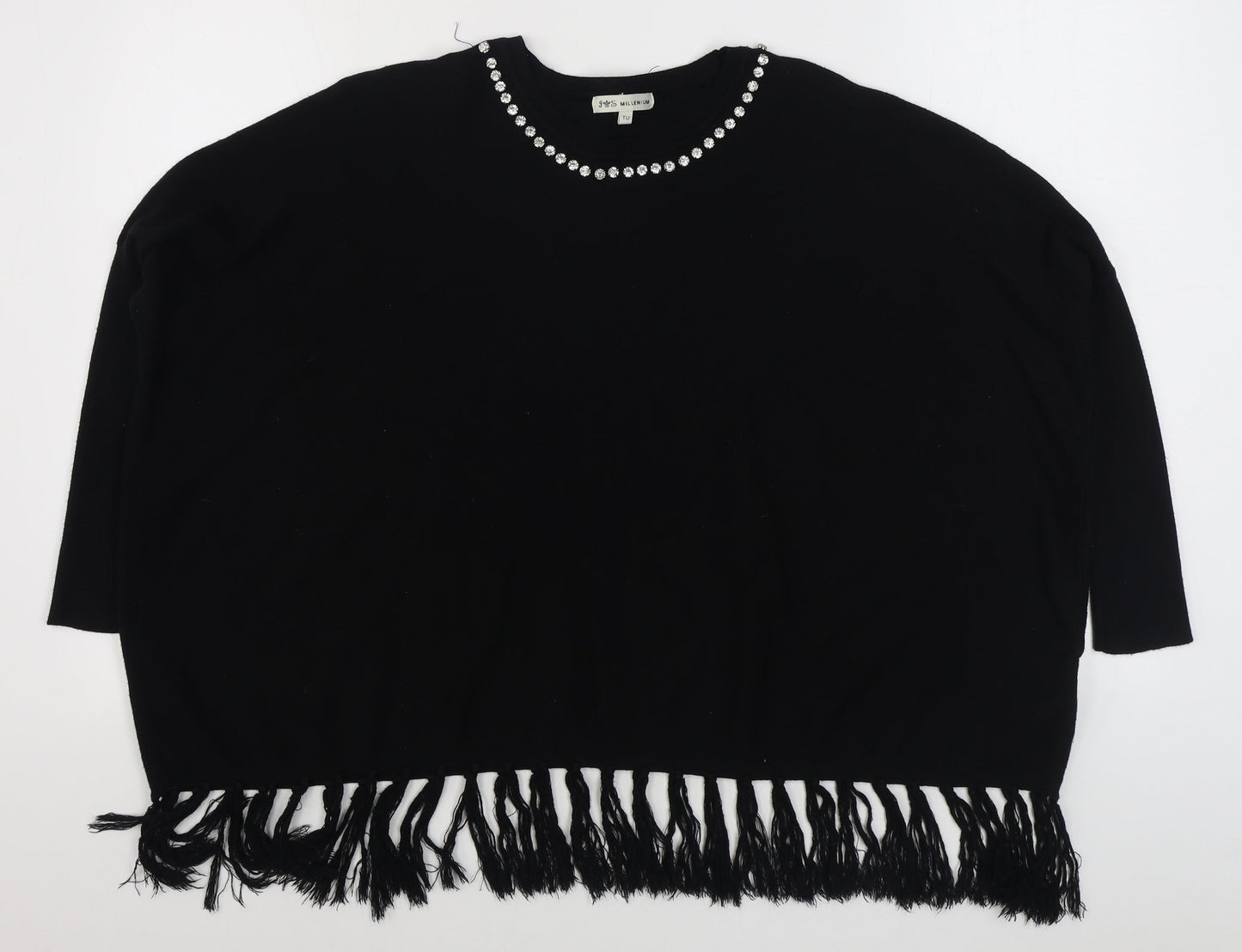 Millenium Womens Black Boat Neck  Viscose Pullover Jumper Size M