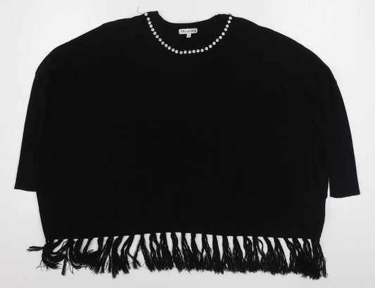Millenium Womens Black Boat Neck  Viscose Pullover Jumper Size M