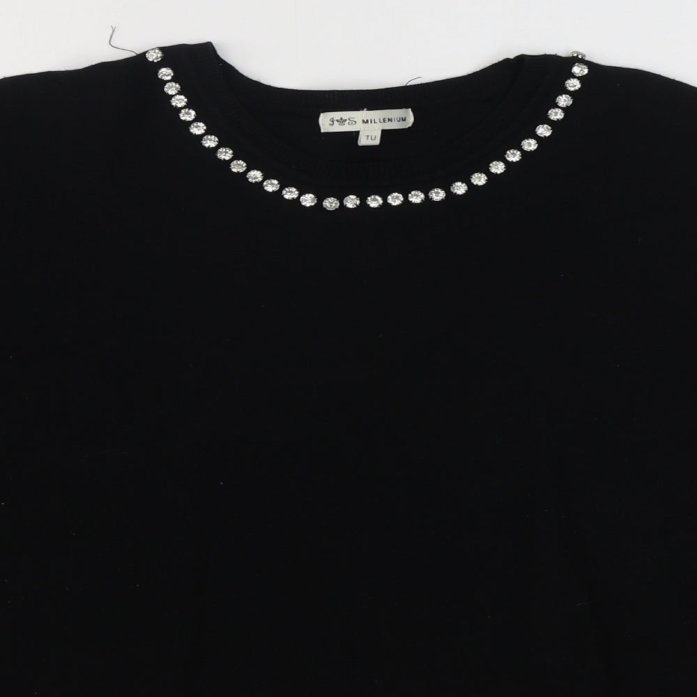Millenium Womens Black Boat Neck  Viscose Pullover Jumper Size M