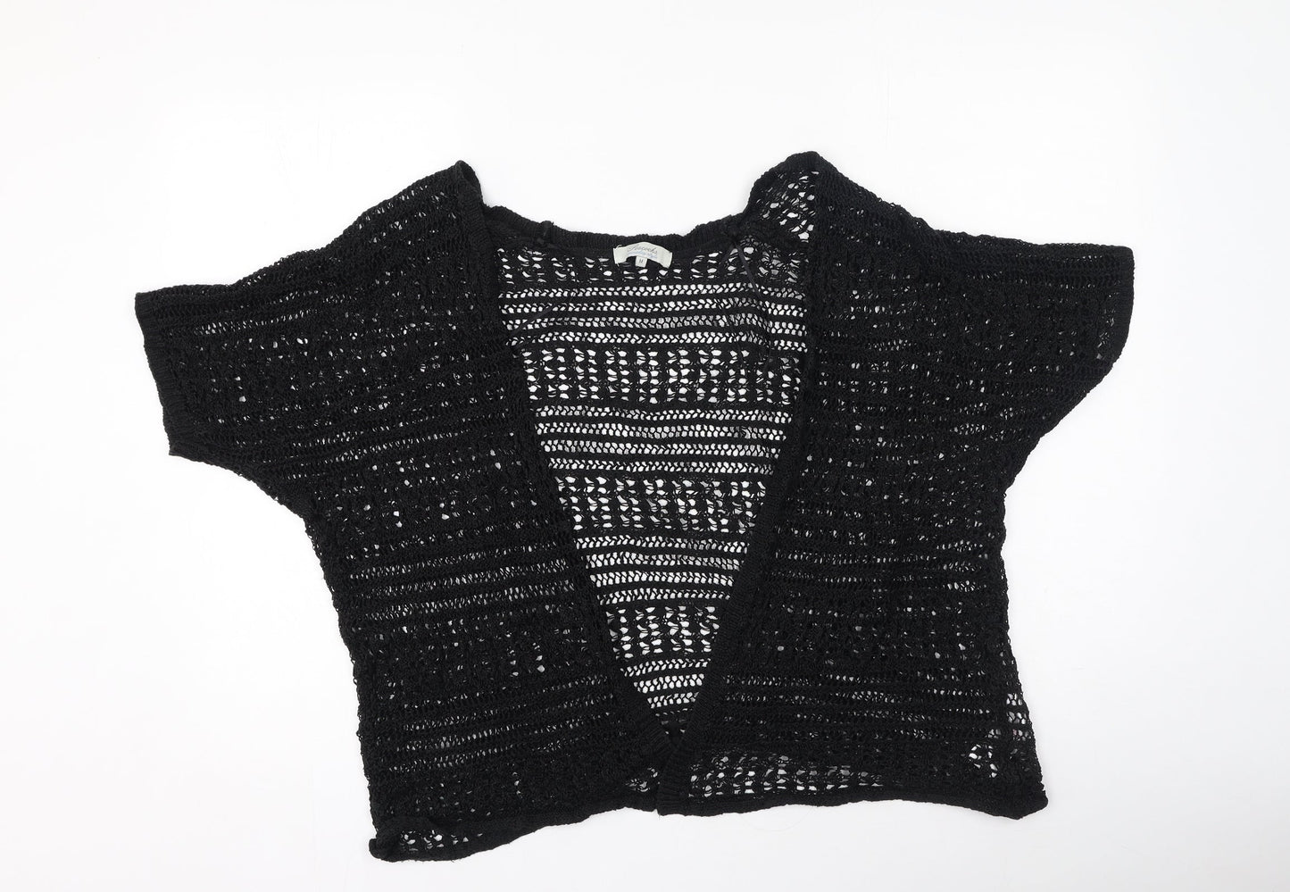 peacoks Womens Black V-Neck  Acrylic Cardigan Jumper Size M