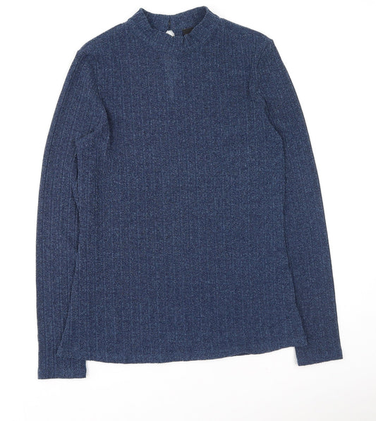 NEXT Womens Blue High Neck  Polyester Henley Jumper Size 14