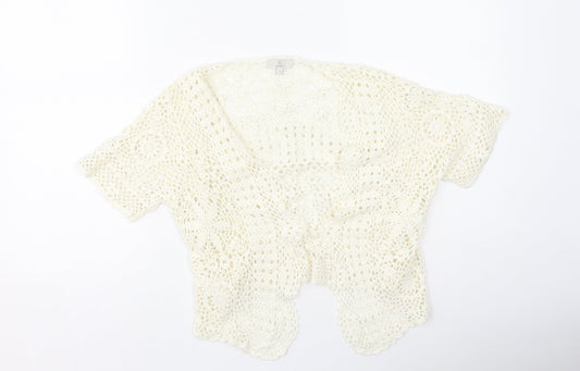 Cc Womens Beige Round Neck  Cotton Cardigan Jumper Size M
