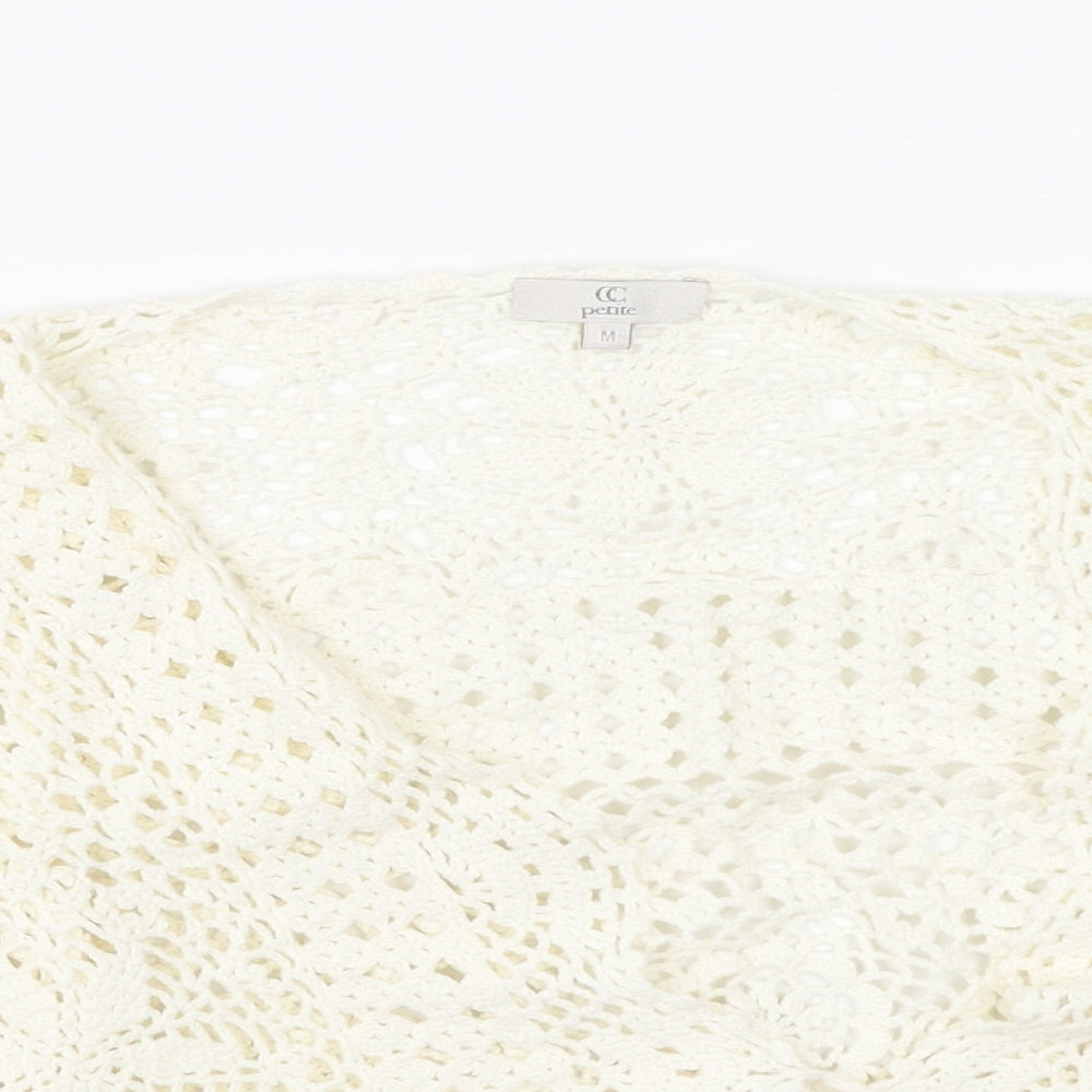 Cc Womens Beige Round Neck  Cotton Cardigan Jumper Size M
