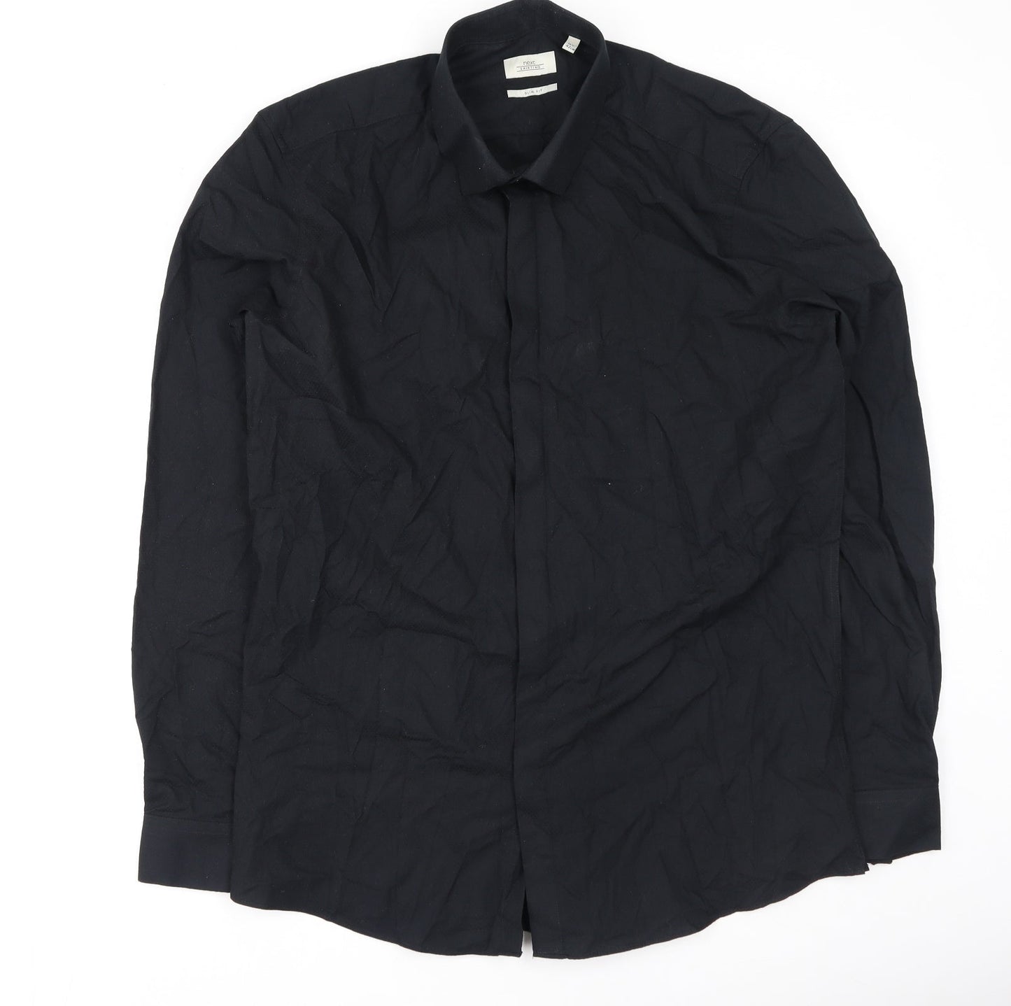 NEXT Mens Black  Polyester  Button-Up Size 42 Collared