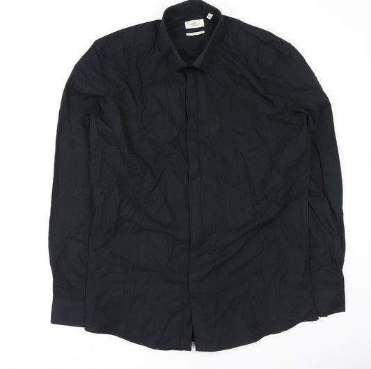NEXT Mens Black  Polyester  Button-Up Size 42 Collared