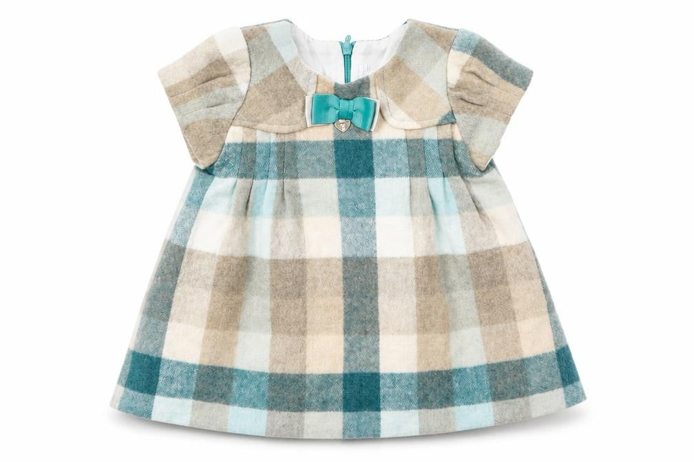 Preworn Girls Multicoloured Plaid Polyester Fit & Flare  Size 6-9 Months  Round Neck