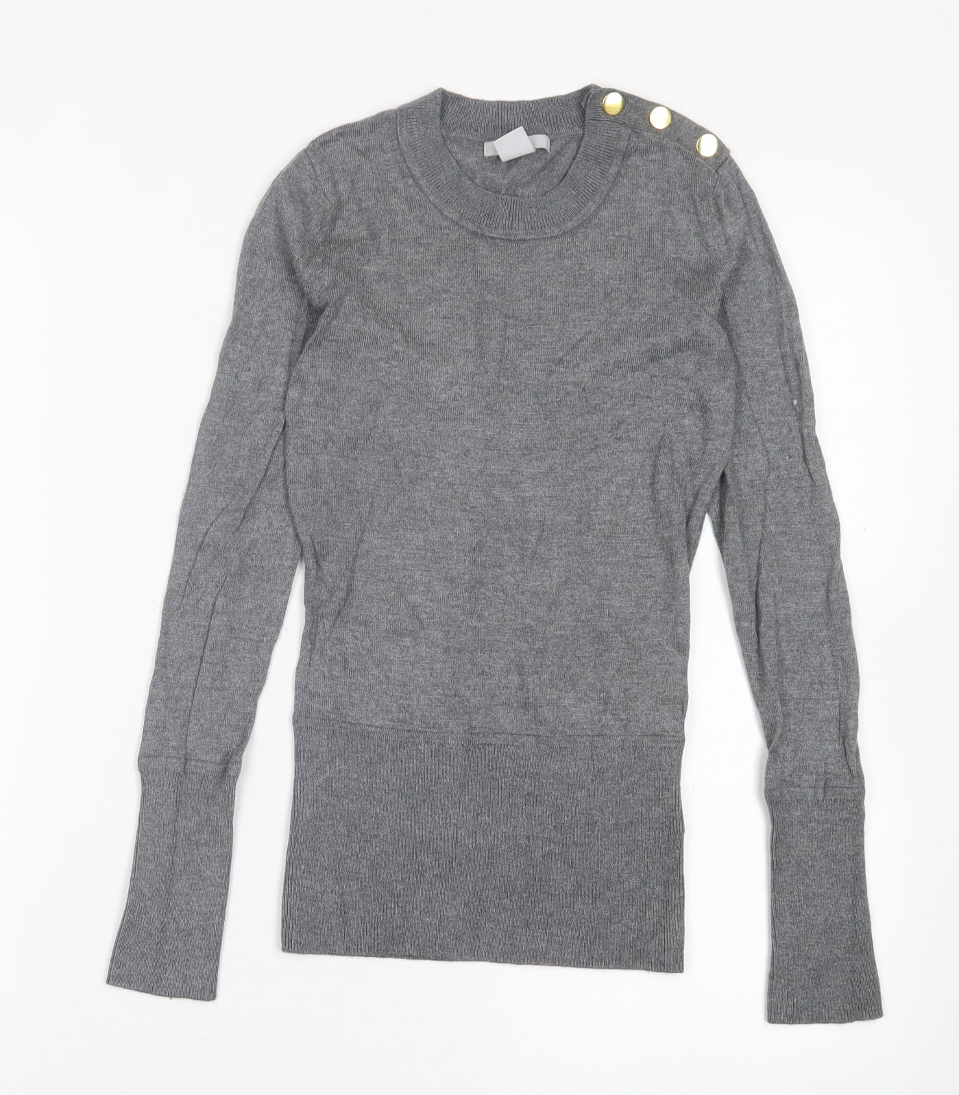 H&M Womens Grey Crew Neck  Viscose Pullover Jumper Size XS