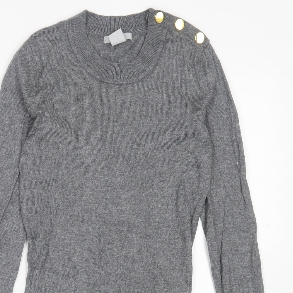 H&M Womens Grey Crew Neck  Viscose Pullover Jumper Size XS