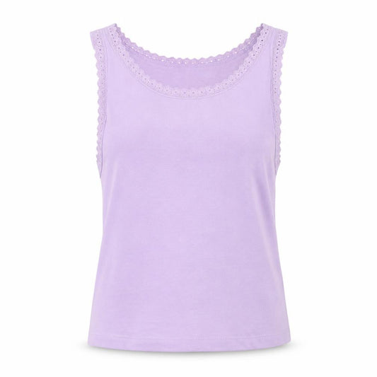 ASOS Womens Purple  Cotton Cropped Tank Size 4 Crew Neck - Lace Trim