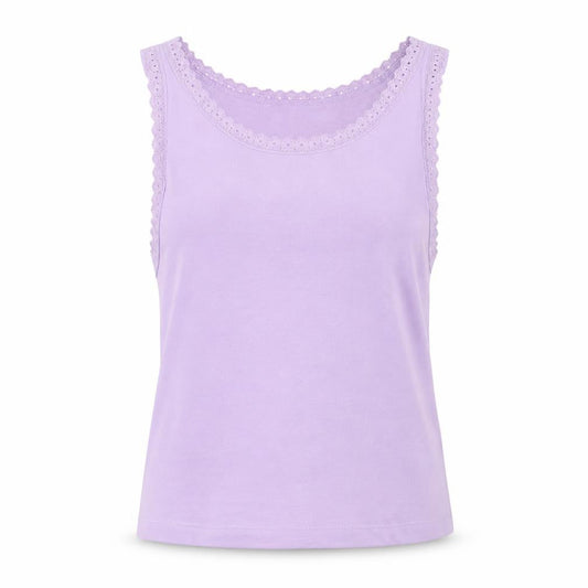 ASOS Womens Purple  Cotton Cropped Tank Size 4 Crew Neck - Lace Trim