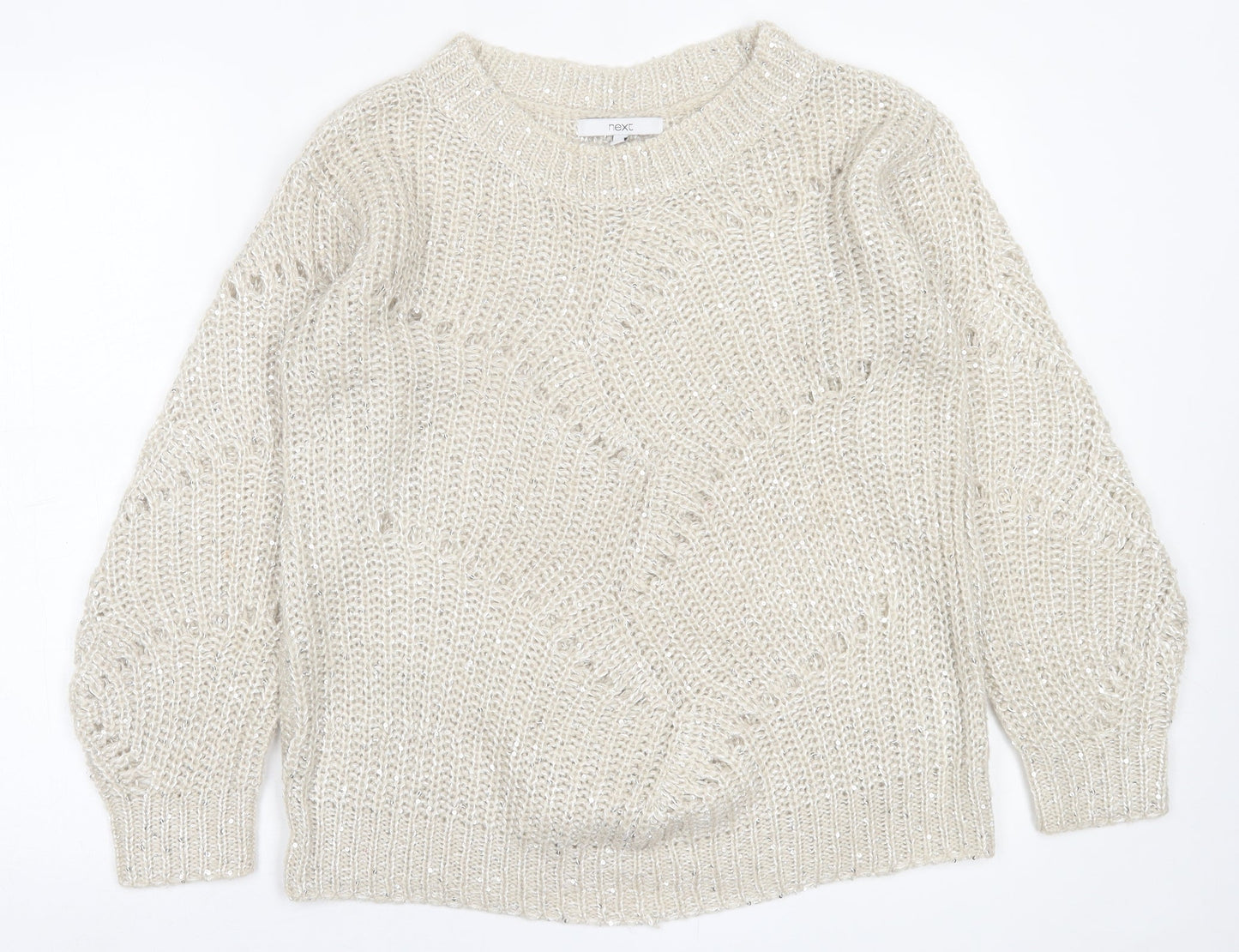 NEXT Womens Beige Crew Neck  Acrylic Pullover Jumper Size S