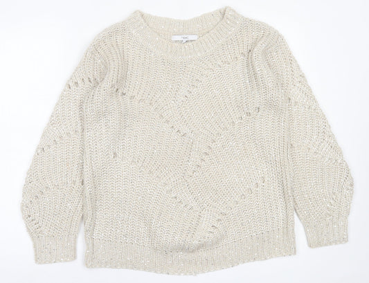 NEXT Womens Beige Crew Neck  Acrylic Pullover Jumper Size S
