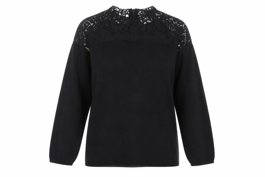 Papaya Womens Black Crew Neck  Viscose Pullover Jumper Size 12