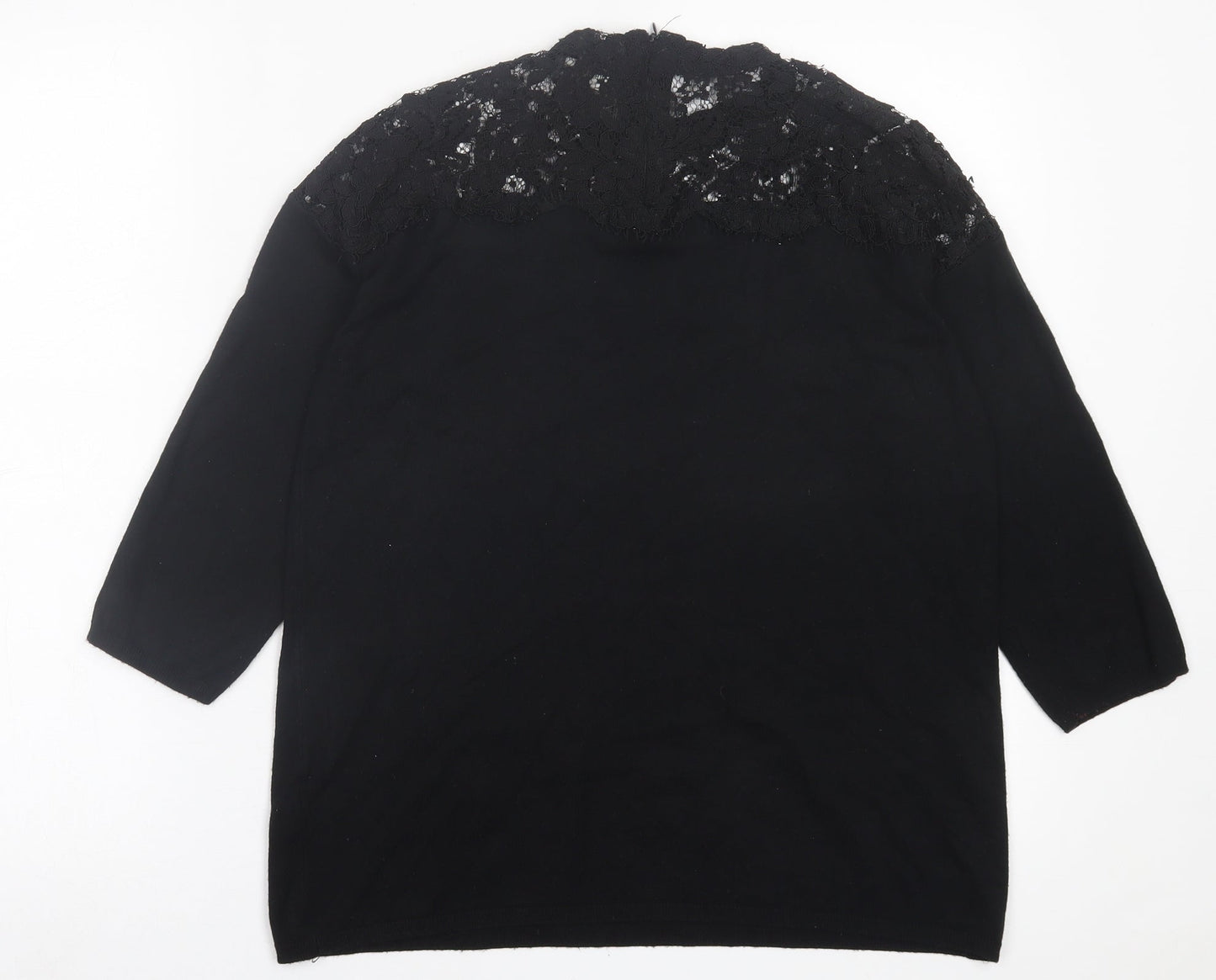 Papaya Womens Black Crew Neck  Viscose Pullover Jumper Size 12