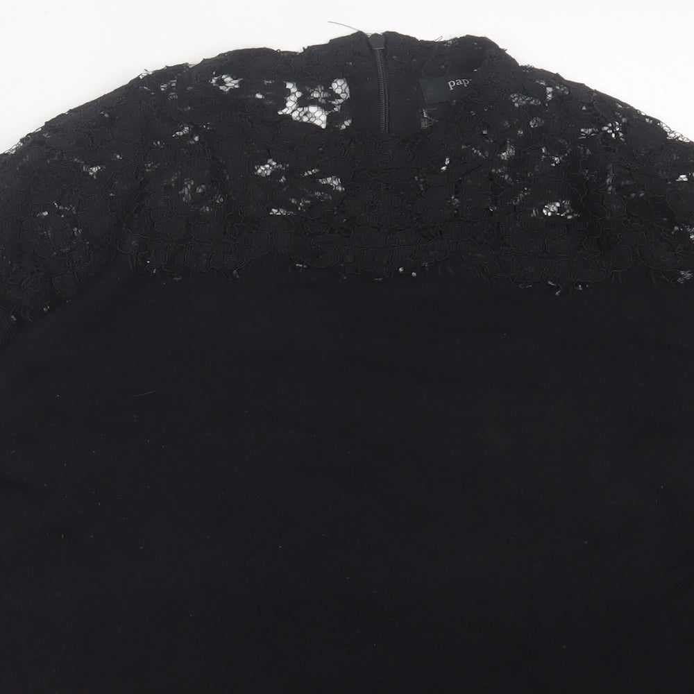 Papaya Womens Black Crew Neck  Viscose Pullover Jumper Size 12
