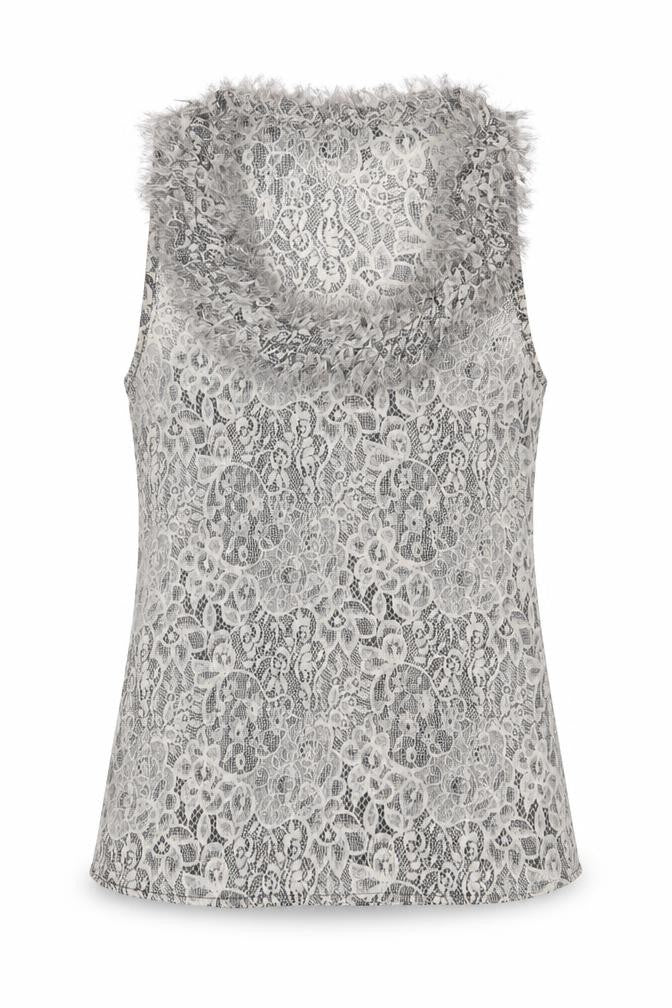 Topshop Womens Grey Floral Polyester Basic Tank Size 8 Scoop Neck