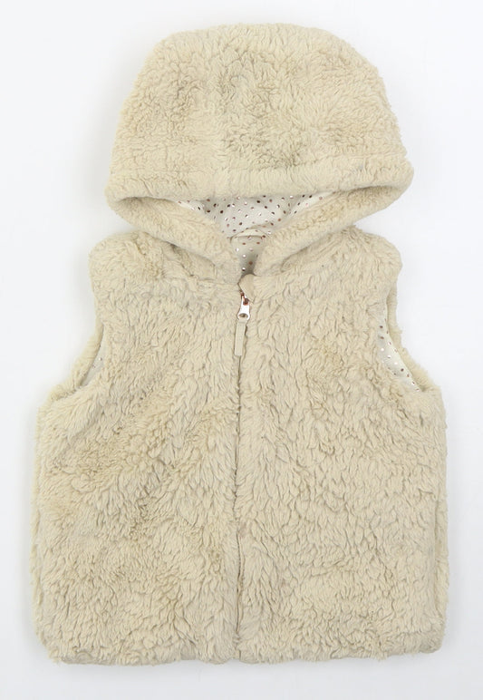 Nutmeg Girls Beige   Gilet Jacket Size 3-4 Years  Zip