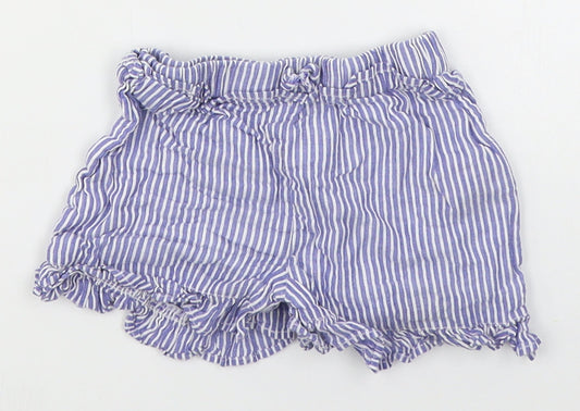 Primark Girls Blue Striped Cotton Cropped Trousers Size 24 Months