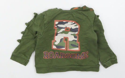 Pep&co Boys Green  Cotton Basic T-Shirt Size 12-18 Months Crew Neck Pullover - Roarsome
