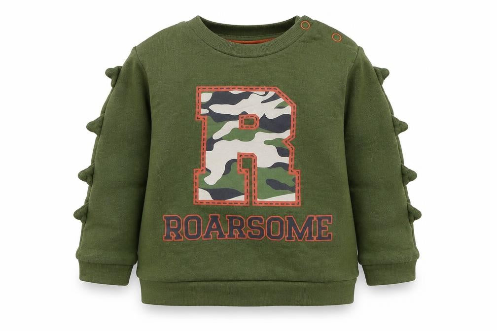 Pep&co Boys Green  Cotton Basic T-Shirt Size 12-18 Months Crew Neck Pullover - Roarsome