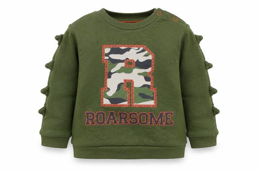 Pep&Co Boys Green  Cotton Basic T-Shirt Size 12-18 Months Crew Neck Pullover - Roarsome
