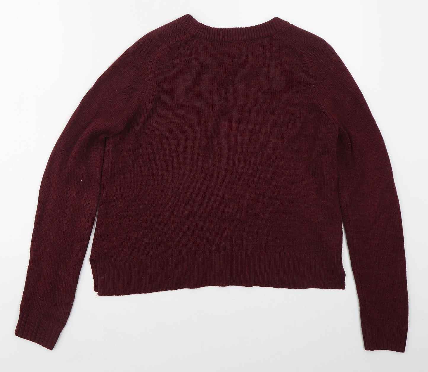 H&M Womens Red Crew Neck  Acrylic Pullover Jumper Size S