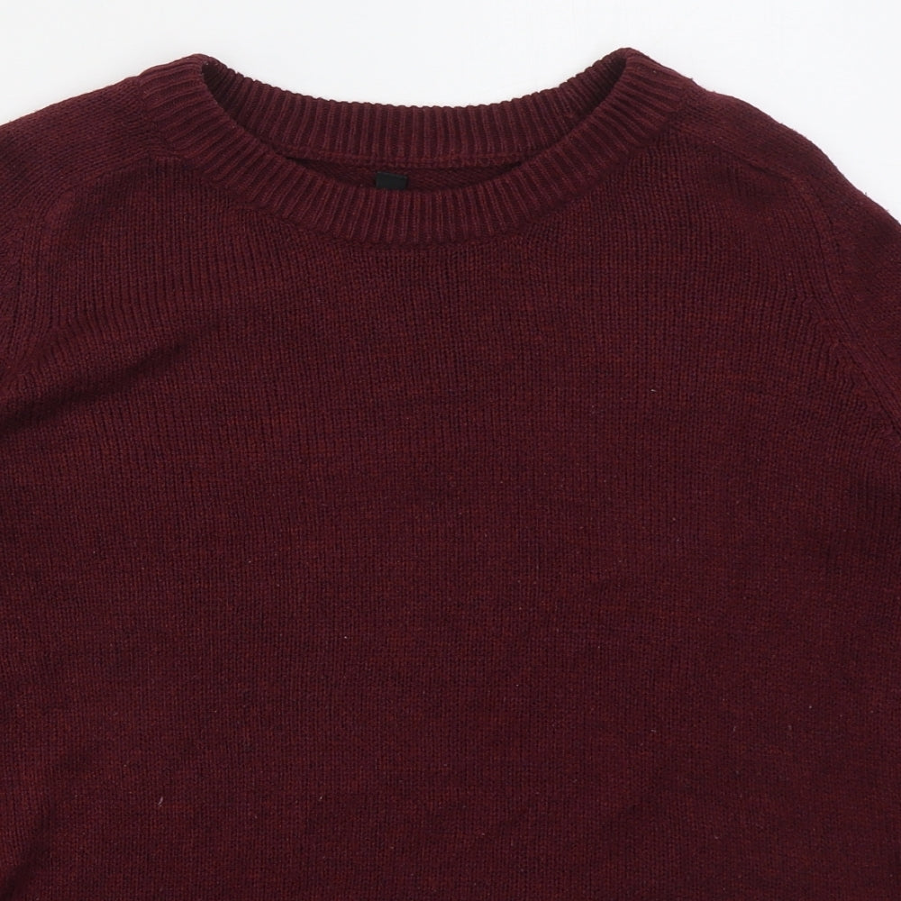 H&M Womens Red Crew Neck  Acrylic Pullover Jumper Size S