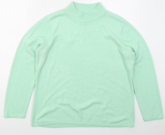 Bonmarché Womens Green Mock Neck  Acrylic Pullover Jumper Size L