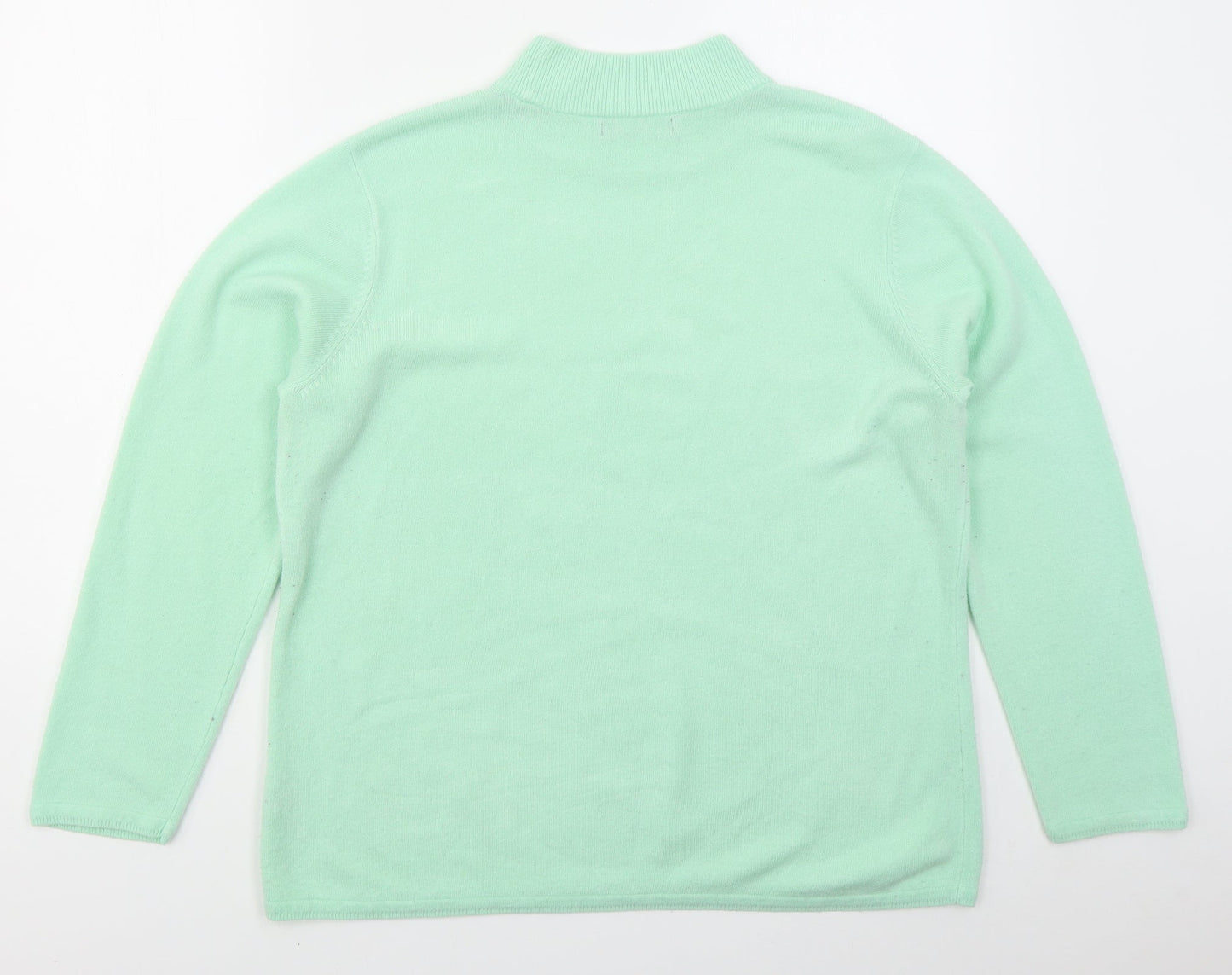 Bonmarché Womens Green Mock Neck  Acrylic Pullover Jumper Size L
