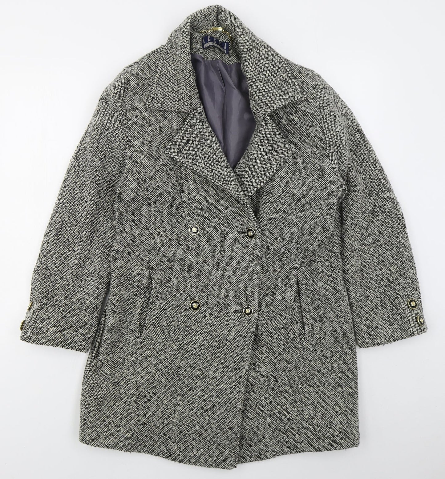 Kesta London Womens Grey   Pea Coat Coat Size 10  Button