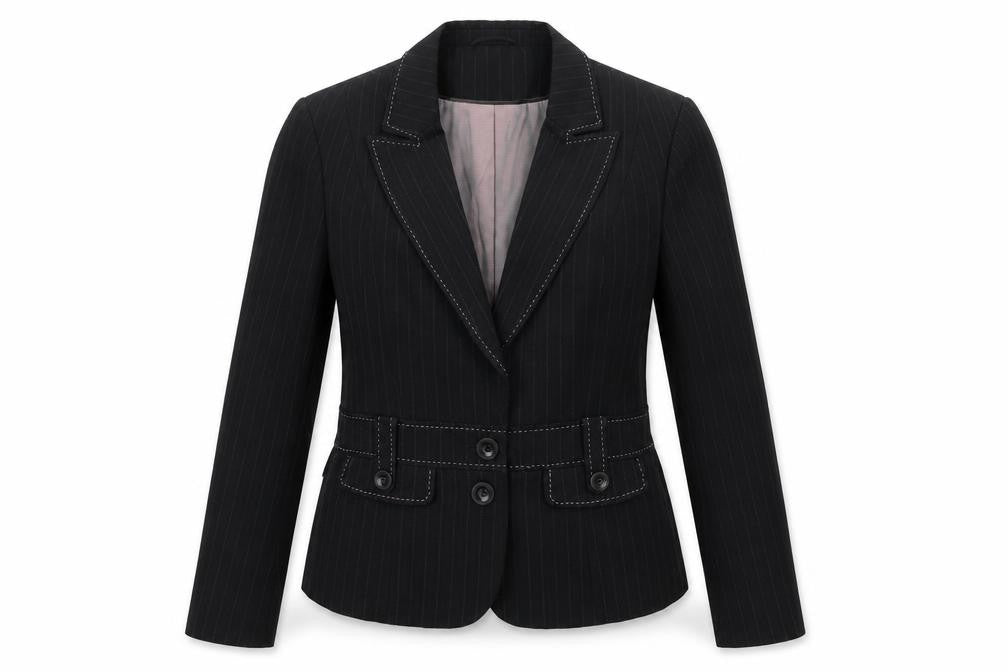 Autonomy Womens Grey Striped Polyester Jacket Suit Jacket Size 14