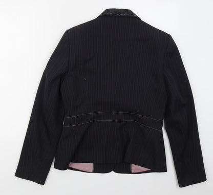 Autonomy Womens Grey Striped Polyester Jacket Suit Jacket Size 14