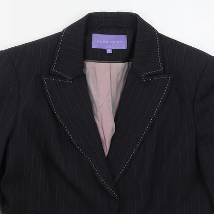 Autonomy Womens Grey Striped Polyester Jacket Suit Jacket Size 14